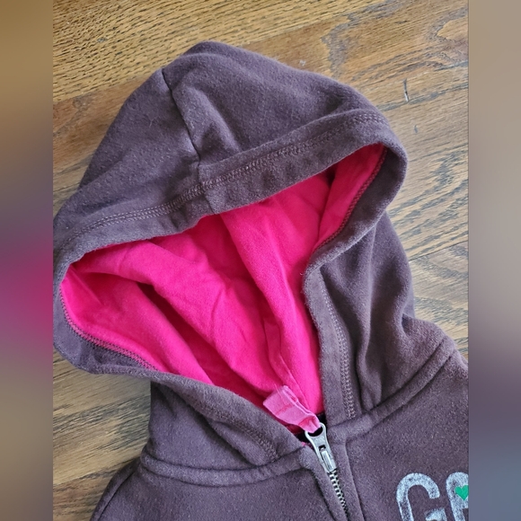 GAP KIDS Girls Small 6/7 brown gemmed logo full-zip hoodie - Picture 4 of 6